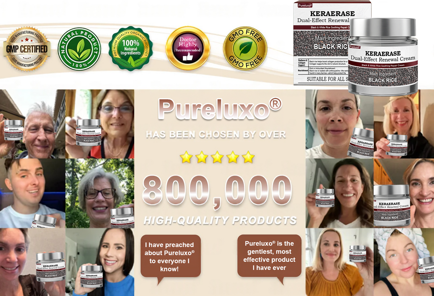 Pureluxo®Black Rice Skin Repair Essence Cream — FDA-Certified Skin Growth & Damage Treatment (For warts, seborrheic keratosis, skin tags, keratin buildup, hyperpigmentation, age spots, hyperplasia, etc.)