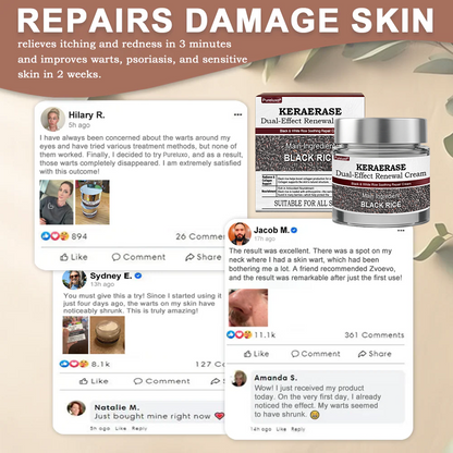 Pureluxo®Black Rice Skin Repair Essence Cream — FDA-Certified Skin Growth & Damage Treatment (For warts, seborrheic keratosis, skin tags, keratin buildup, hyperpigmentation, age spots, hyperplasia, etc.)