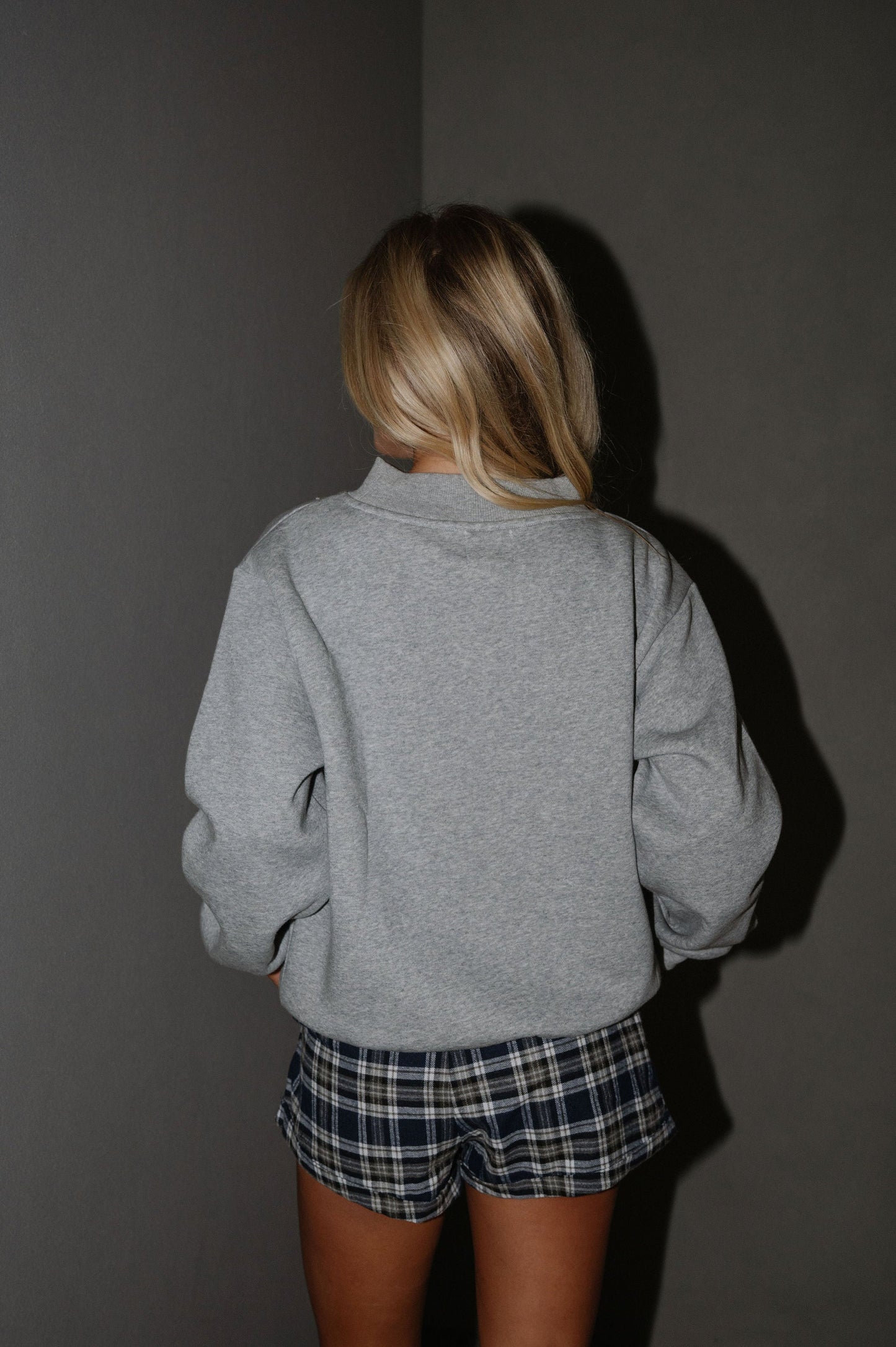 Mock Neck Sweatshirt-Heather Grey